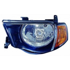 Фара ліва Mitsubishi L 200 05- механічний коректор жовтий відбивач (DEPO). 214-1180L-LD-E