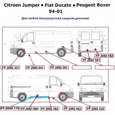 Ремчасть двері CITROEN JUMPER 94-01 задні ліві нижн. мала висота 20см. (FPS). FP2092151