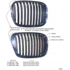 Решітка в капоті BMW 5 E39 ліва хромована, чорна 00-04 (FPS). 51137005837