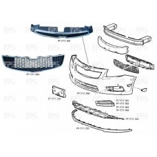 Решітка бампера ліва Chevrolet Cruze без отвору під протитуманні фару (FPS). 94831149