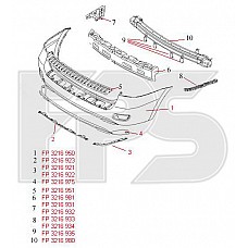 Спойлер бампера Hyundai Santa Fe II заднього без отворів під парктроник (FPS). 866252B000