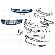 Решітка середня Chevrolet Cruze без смужок. 95028167