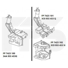 Бачок омивача VW PASSAT 11-15 EUR (B7) для авто з фарами ксенон (подвійний бачок - нижній) (FPS). 3AA955453J